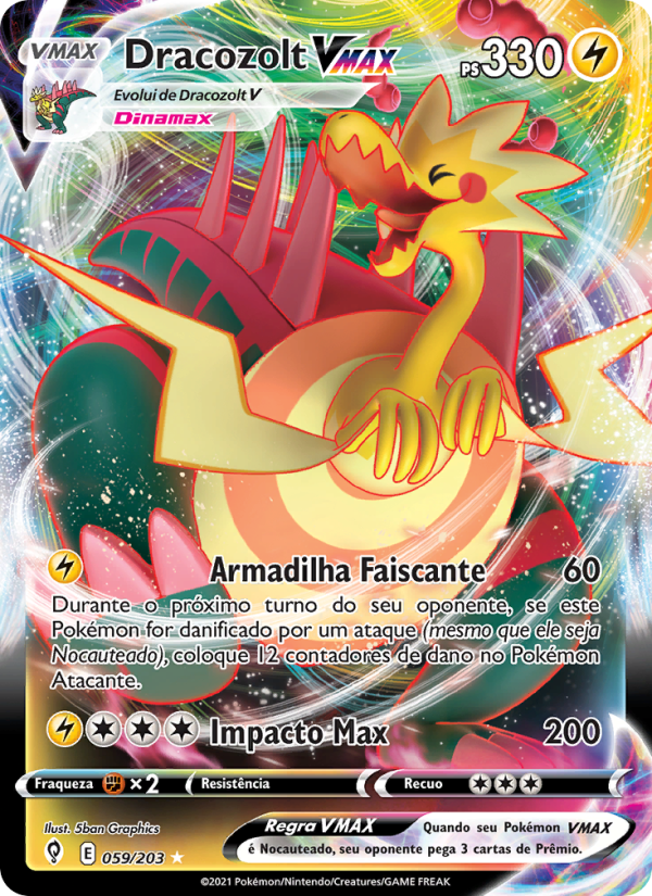 Dracozolt VMAX 59 — Céus em Evolução (Portuguese Pokémon TCG card)