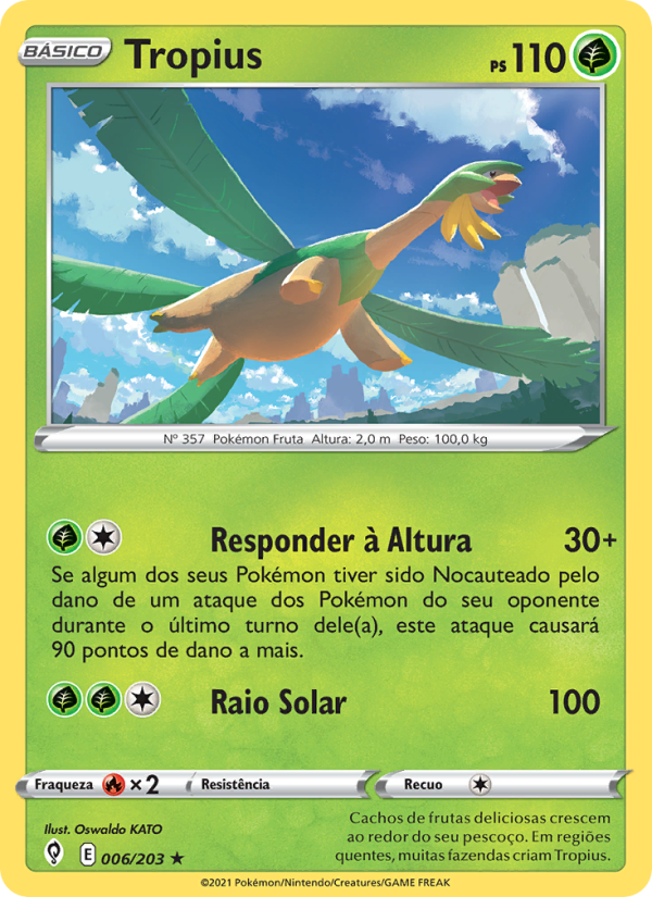 Tropius 6 — Céus em Evolução (Portuguese Pokémon TCG card)