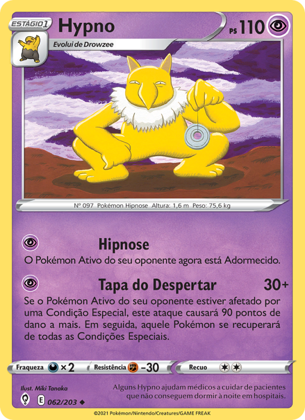 Hypno 62 — Céus em Evolução (Portuguese Pokémon TCG card)