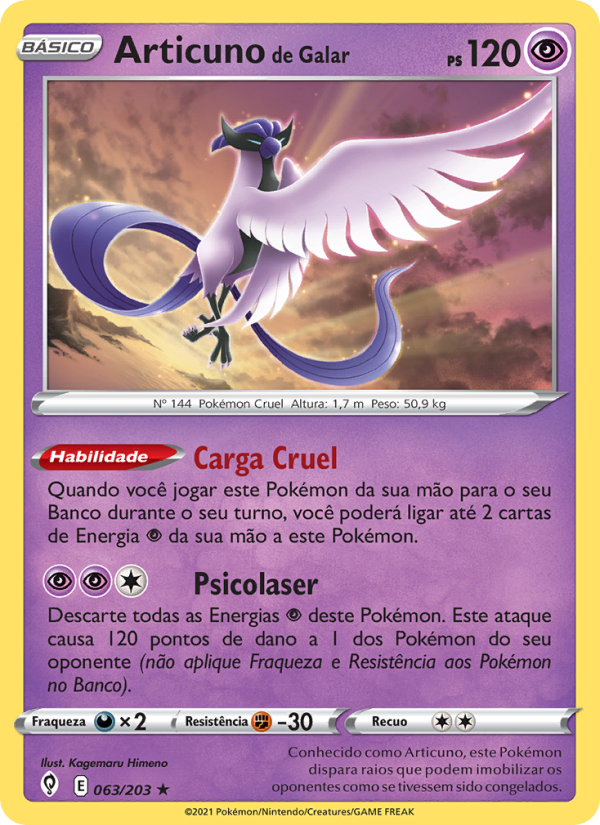 Articuno de Galar 63 — Céus em Evolução (Portuguese Pokémon TCG card)