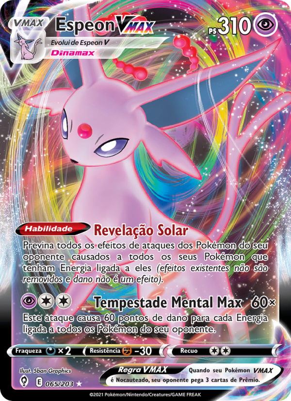 Espeon VMAX 65 — Céus em Evolução (Portuguese Pokémon TCG card)