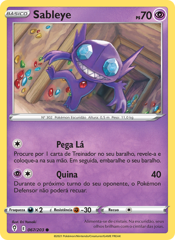 Sableye 67 — Céus em Evolução (Portuguese Pokémon TCG card)