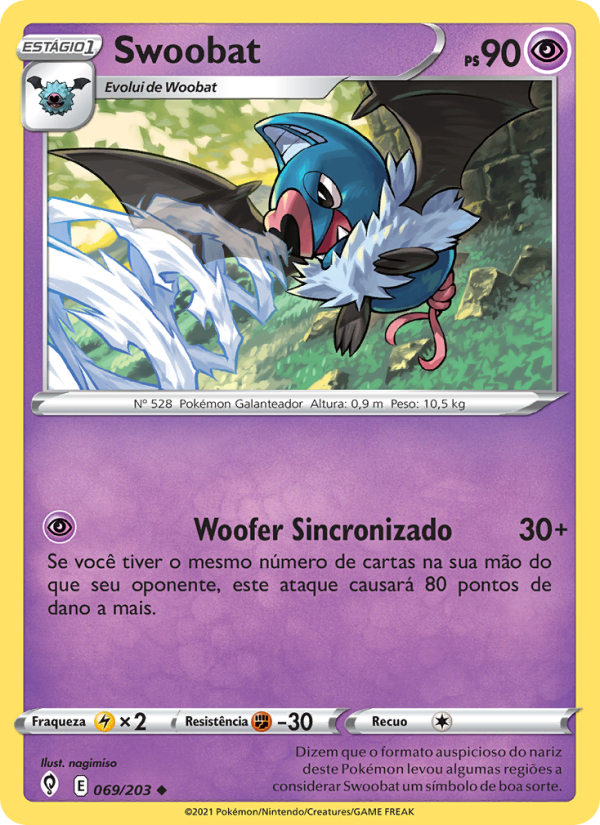 Swoobat 69 — Céus em Evolução (Portuguese Pokémon TCG card)