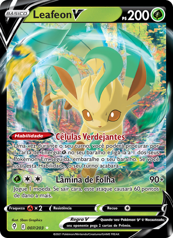 Leafeon V 7 — Evolving Skies (Portuguese Pokémon TCG card)