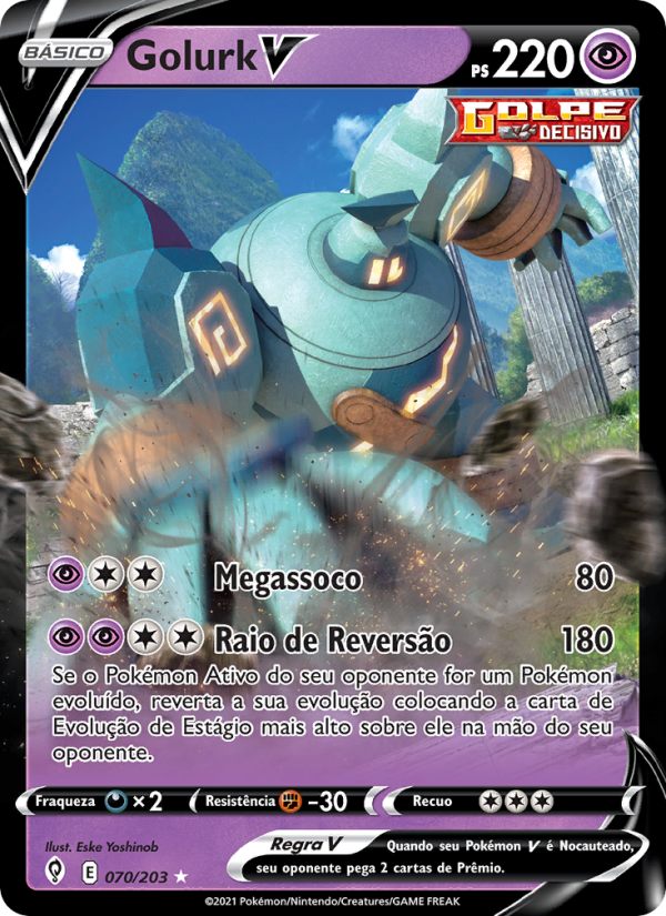 Golurk V 70 — Céus em Evolução (Portuguese Pokémon TCG card)