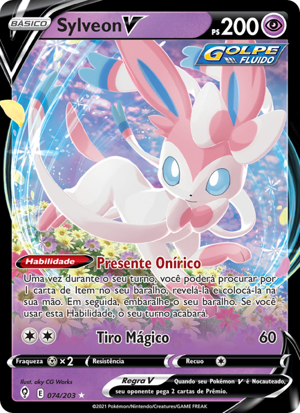 Sylveon V 74 — Céus em Evolução (Portuguese Pokémon TCG card)
