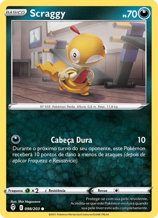 Scraggy 98 — Céus em Evolução (Portuguese Pokémon TCG card)
