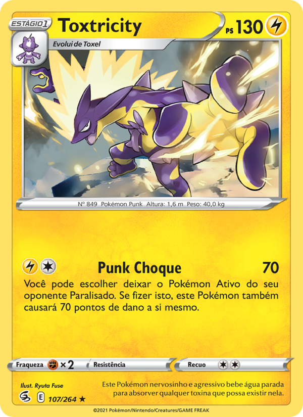 Toxtricity 107 — Golpe Fusão (Portuguese Pokémon TCG card)