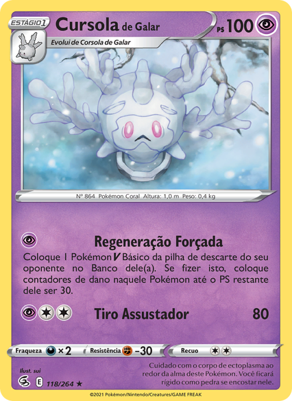 Cursola de Galar 118 — Golpe Fusão (Portuguese Pokémon TCG card)