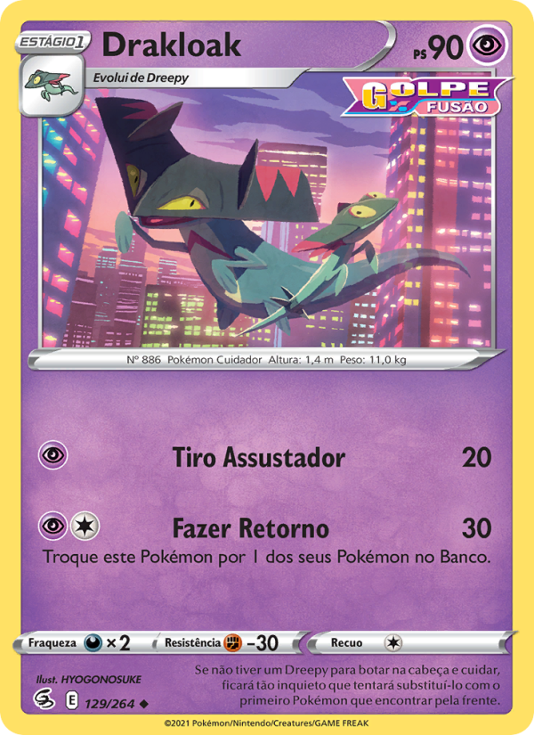 Drakloak 129 — Golpe Fusão (Portuguese Pokémon TCG card)