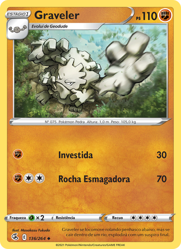 Graveler 136 — Golpe Fusão (Portuguese Pokémon TCG card)
