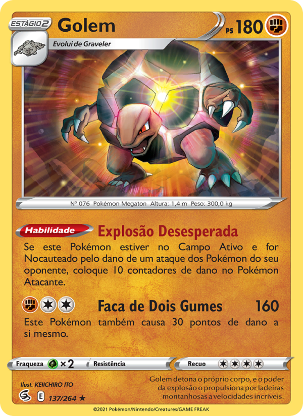 Golem 137 — Golpe Fusão (Portuguese Pokémon TCG card)