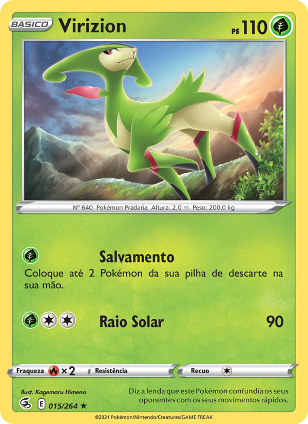 Virizion 15 — Golpe Fusão (Portuguese Pokémon TCG card)