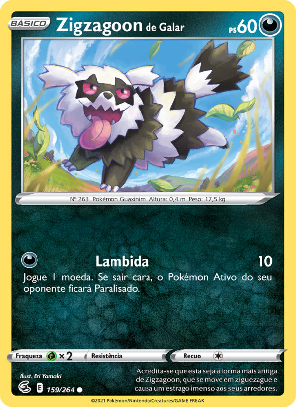 Zigzagoon de Galar 159 — Golpe Fusão (Portuguese Pokémon TCG card)