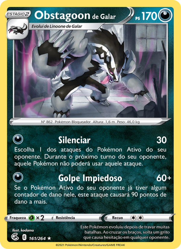 Obstagoon de Galar 161 — Golpe Fusão (Portuguese Pokémon TCG card)