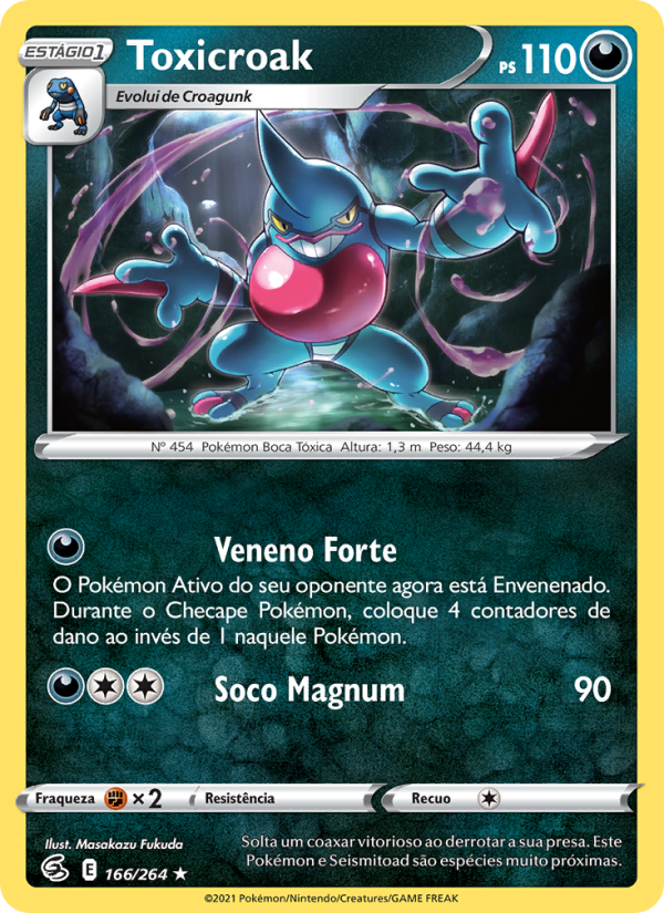 Toxicroak 166 — Golpe Fusão (Portuguese Pokémon TCG card)
