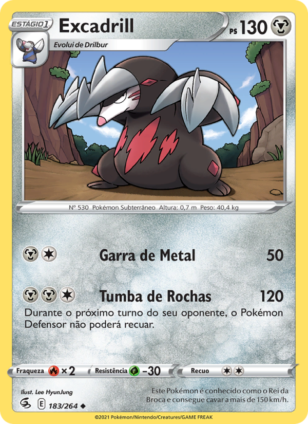 Excadrill 183 — Golpe Fusão (Portuguese Pokémon TCG card)