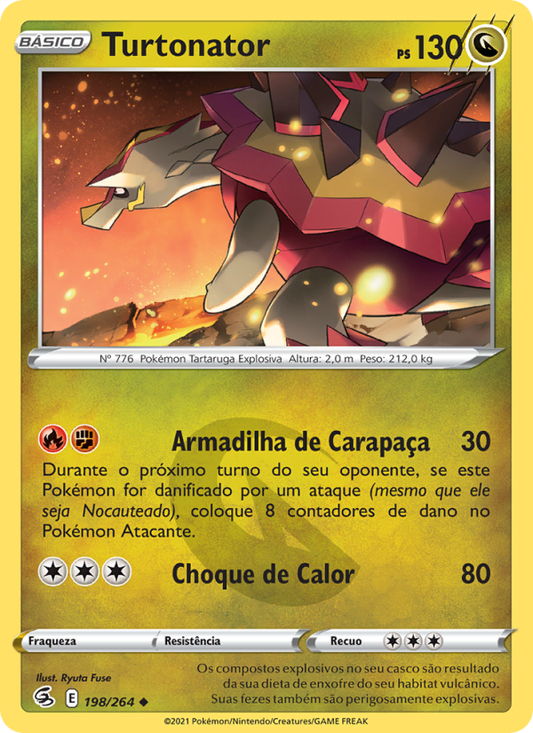 Turtonator 198 — Golpe Fusão (Portuguese Pokémon TCG card)