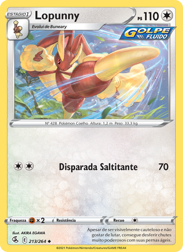 Lopunny 213 — Golpe Fusão (Portuguese Pokémon TCG card)