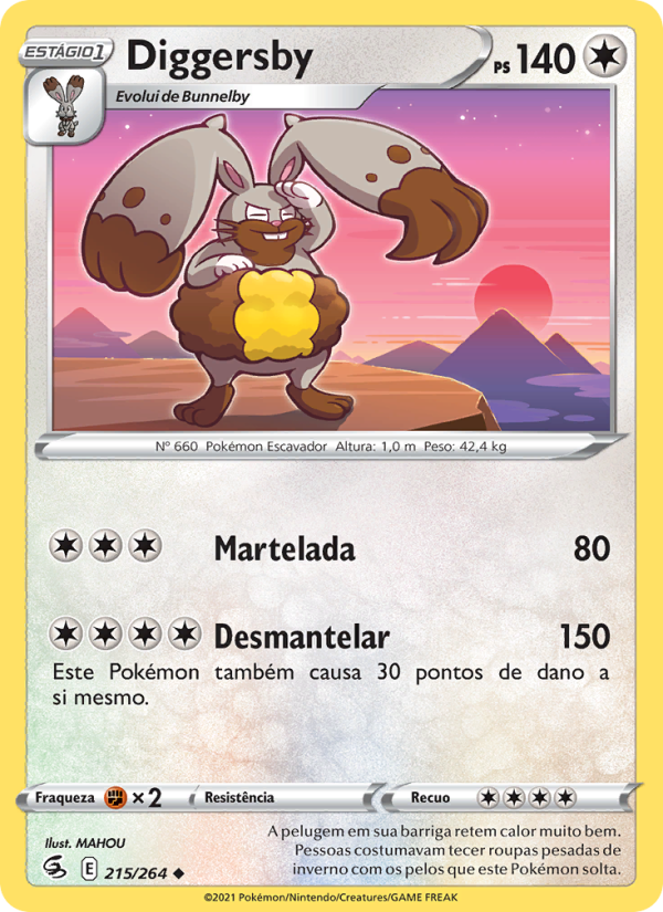 Diggersby 215 — Golpe Fusão (Portuguese Pokémon TCG card)