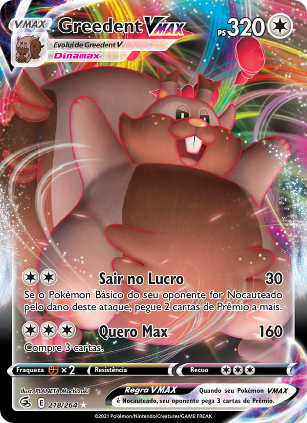 Greedent VMAX 218 — Golpe Fusão (Portuguese Pokémon TCG card)