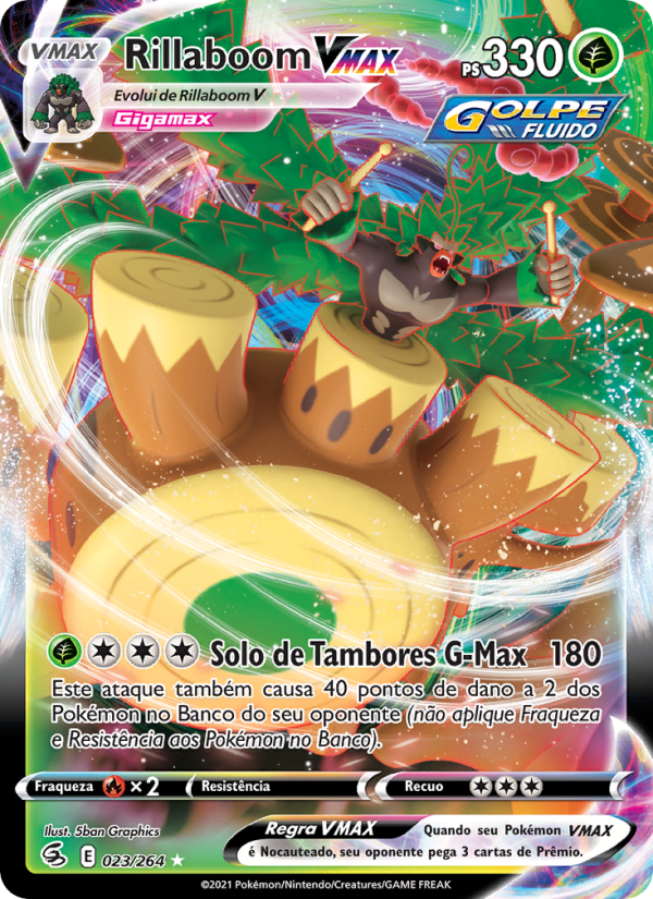 Rillaboom VMAX 23 — Golpe Fusão (Portuguese Pokémon TCG card)