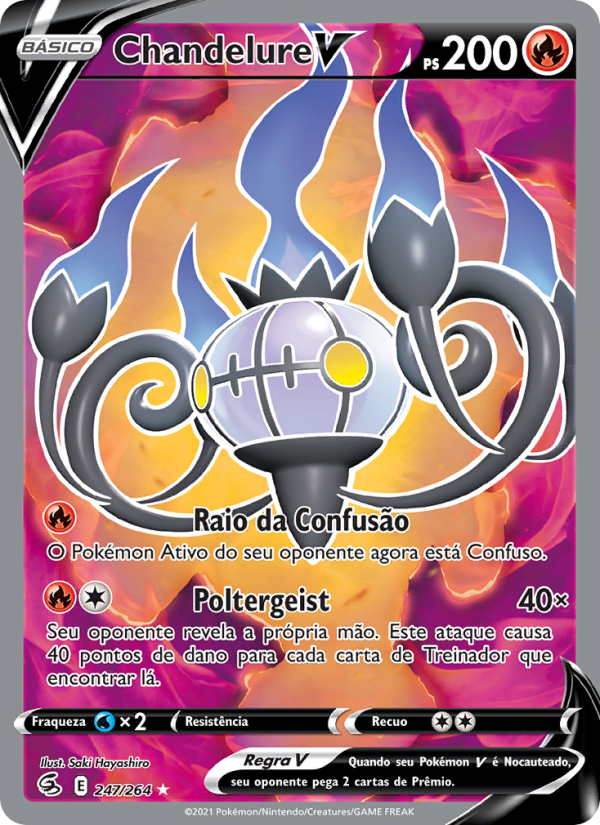 Chandelure V 247 — Golpe Fusão (Portuguese Pokémon TCG card)