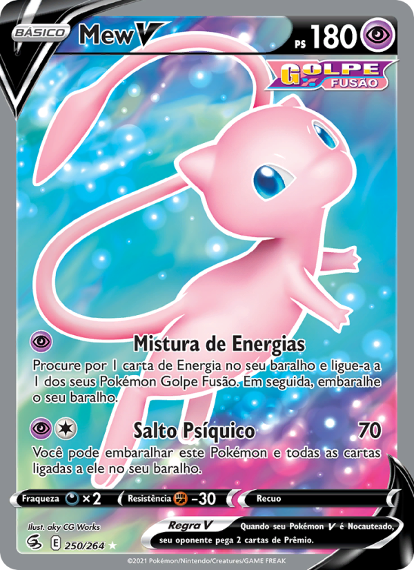 Mew V 250 — Golpe Fusão (Portuguese Pokémon TCG card)