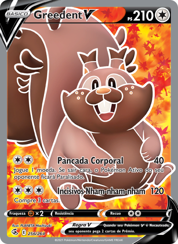 Greedent V 256 — Golpe Fusão (Portuguese Pokémon TCG card)