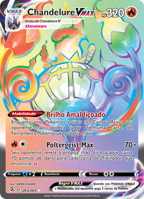 Chandelure VMAX 265 — Golpe Fusão (Portuguese Pokémon TCG card)