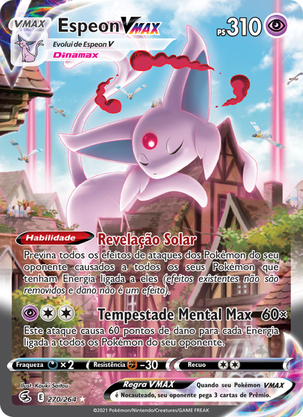 Espeon VMAX 270 — Golpe Fusão (Portuguese Pokémon TCG card)