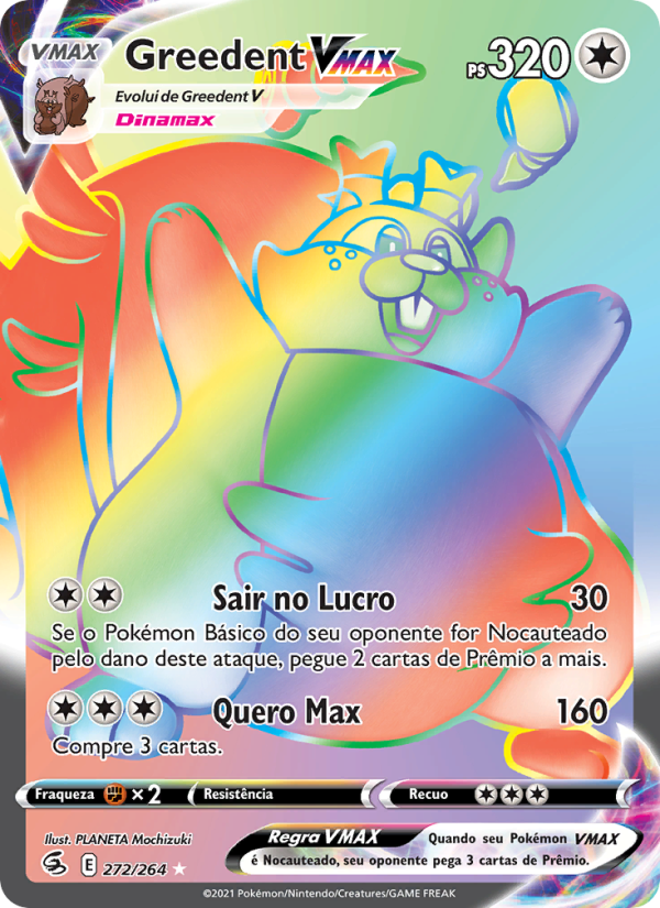 Greedent VMAX 272 — Fusion Strike (Portuguese Pokémon TCG card)