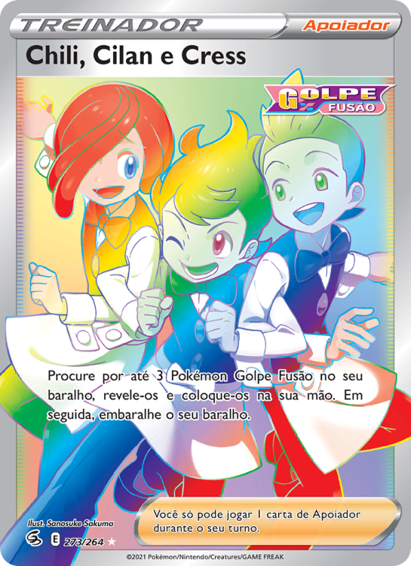 Chili, Cilan e Cress 273 — Fusion Strike (Portuguese Pokémon TCG card)