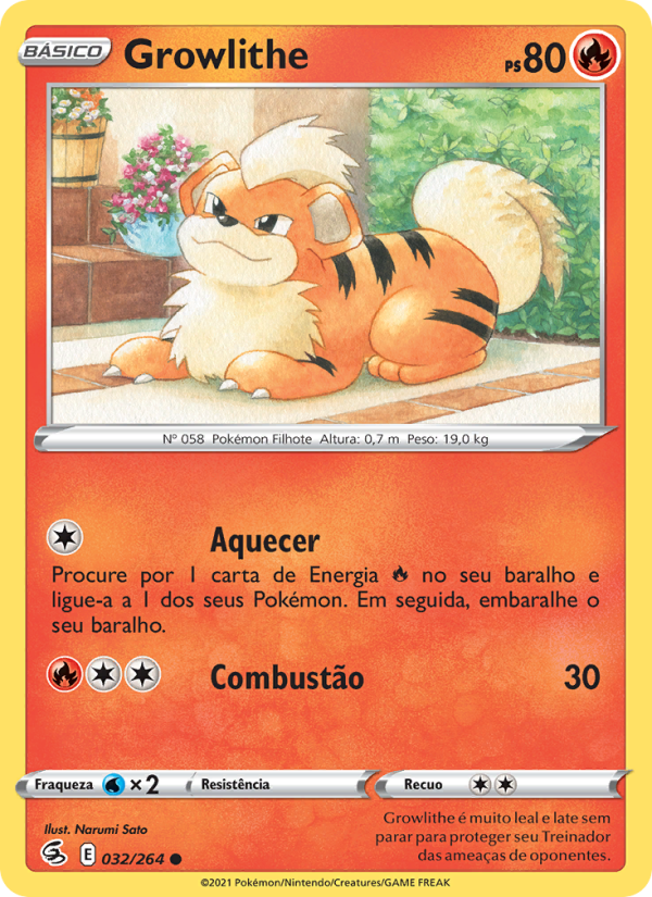 Growlithe 32 — Golpe Fusão (Portuguese Pokémon TCG card)