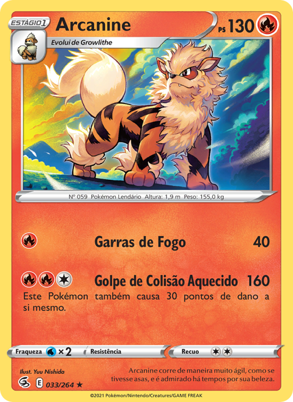 Arcanine 33 — Golpe Fusão (Portuguese Pokémon TCG card)