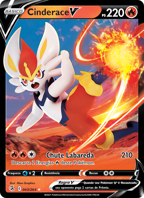 Cinderace V 43 — Golpe Fusão (Portuguese Pokémon TCG card)