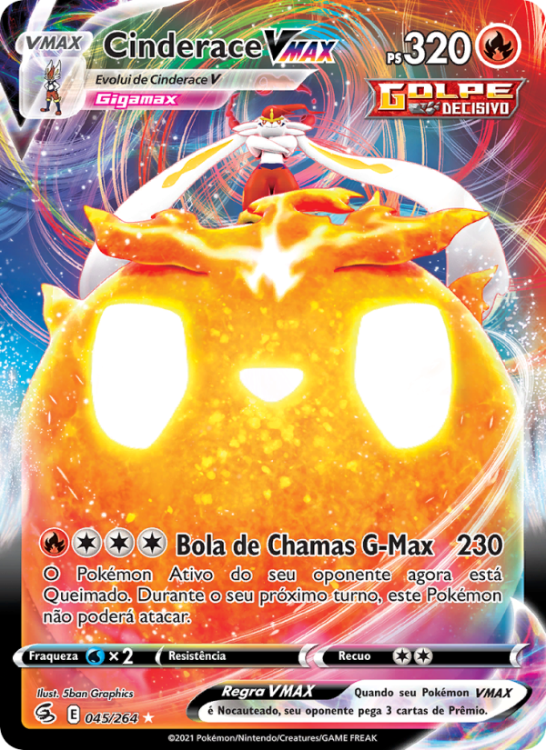 Cinderace VMAX 45 — Golpe Fusão (Portuguese Pokémon TCG card)