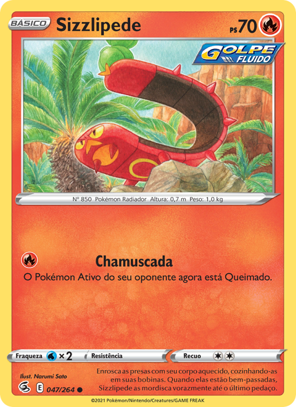 Sizzlipede 47 — Golpe Fusão (Portuguese Pokémon TCG card)