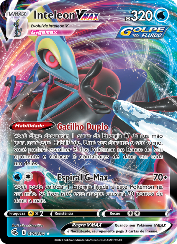 Inteleon VMAX 79 — Golpe Fusão (Portuguese Pokémon TCG card)