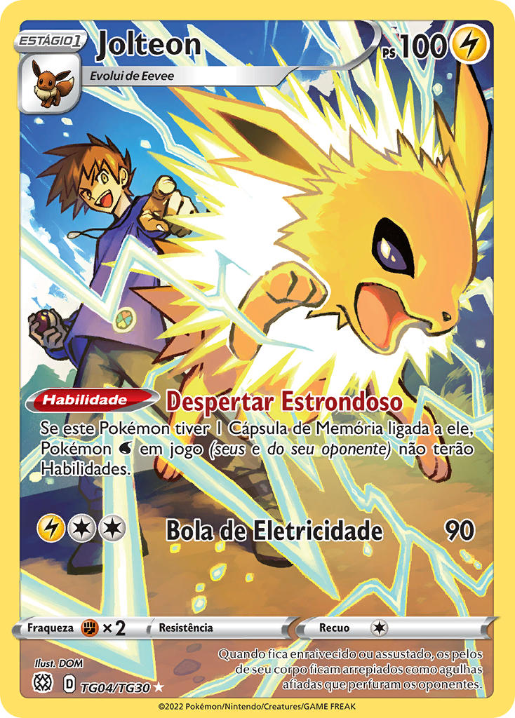 Jolteon TG04 — Astros Cintilantes Galeria de Treinador (Portuguese Pokémon TCG card)