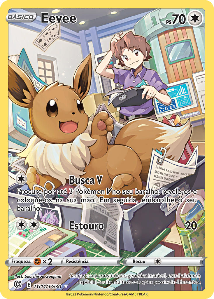 Eevee TG11 — Astros Cintilantes Galeria de Treinador (Portuguese Pokémon TCG card)