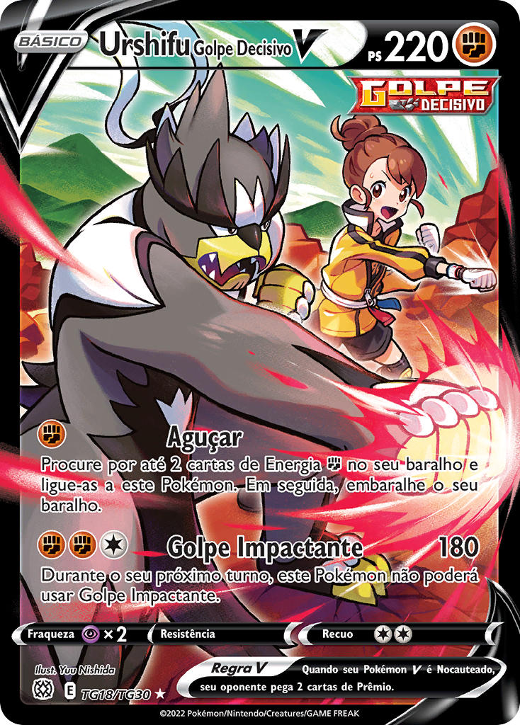 Urshifu Golpe Decisivo V TG18 — Astros Cintilantes Galeria de Treinador (Portuguese Pokémon TCG card)
