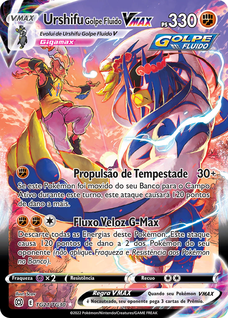 Urshifu Golpe Fluido VMAX TG21 — Astros Cintilantes Galeria de Treinador (Portuguese Pokémon TCG card)