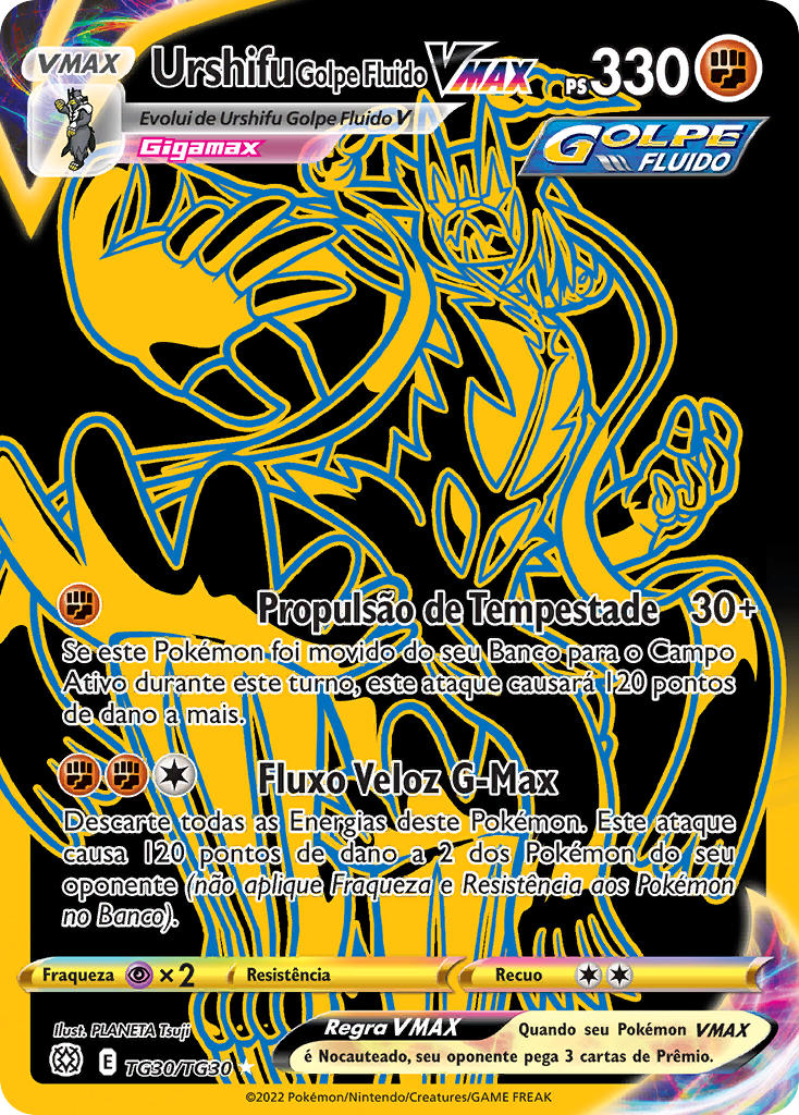 Urshifu Golpe Fluido VMAX TG30 — Astros Cintilantes Galeria de Treinador (Portuguese Pokémon TCG card)