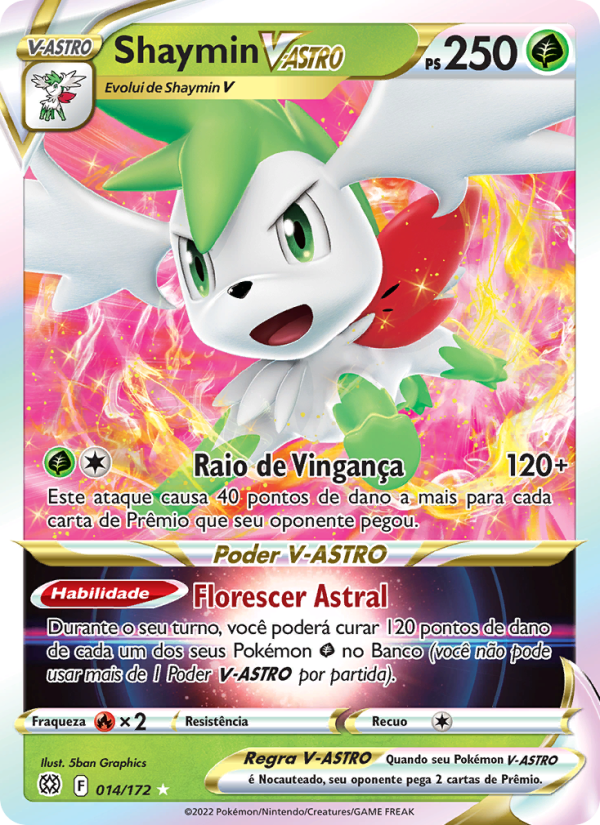 Shaymin V-ASTRO 014 — Astros Cintilantes (Portuguese Pokémon TCG card)