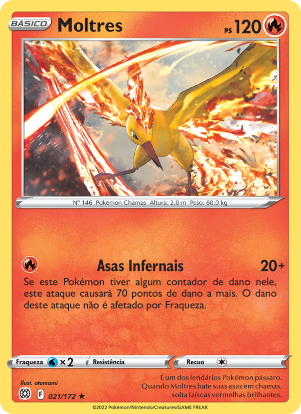 Moltres 021 — Astros Cintilantes (Portuguese Pokémon TCG card)
