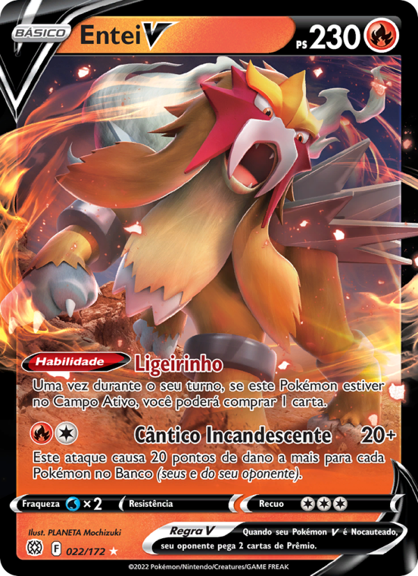 Entei V 022 — Astros Cintilantes (Portuguese Pokémon TCG card)