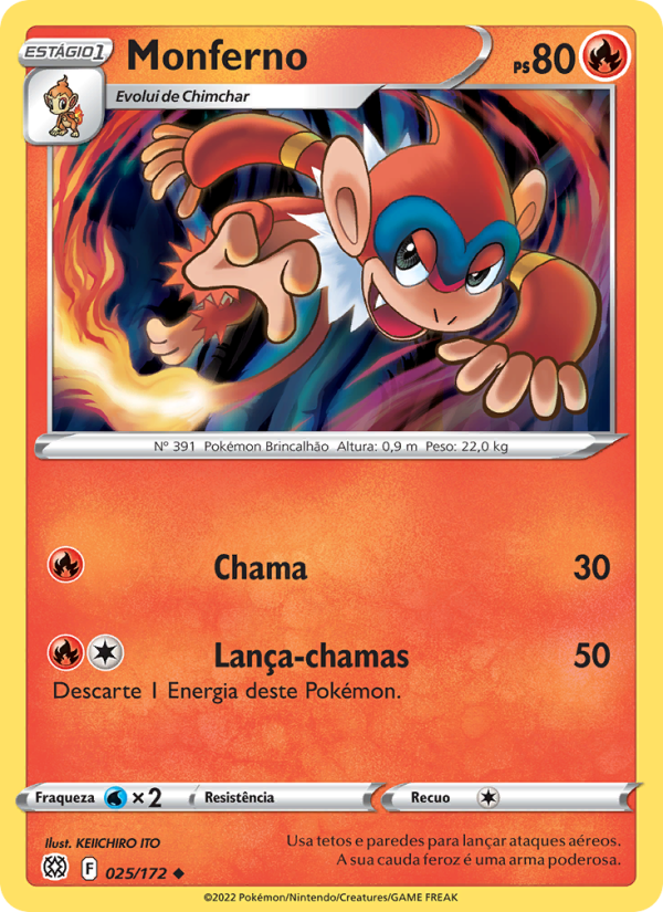 Monferno 025 — Astros Cintilantes (Portuguese Pokémon TCG card)