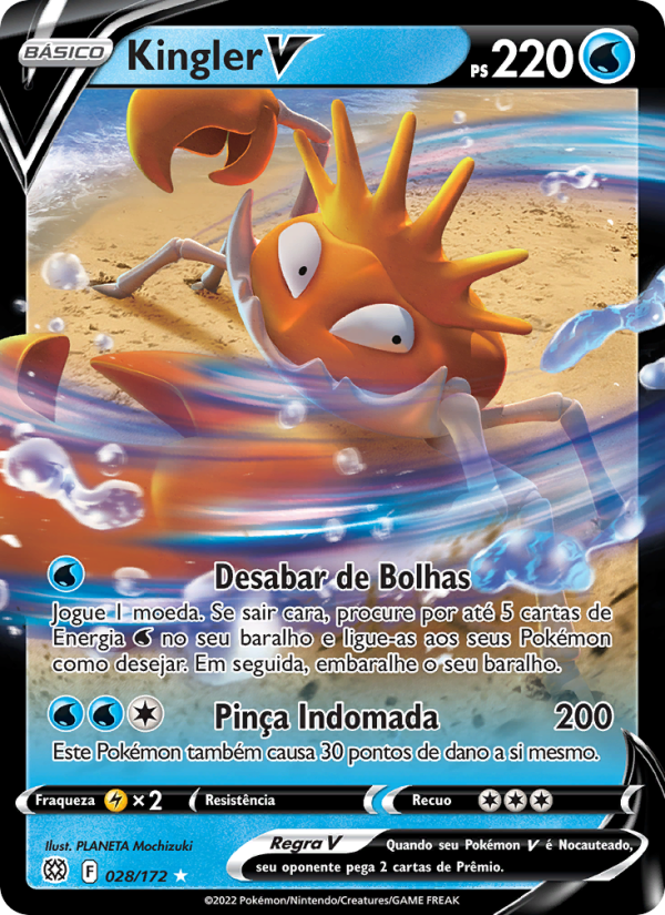 Kingler V 028 — Astros Cintilantes (Portuguese Pokémon TCG card)