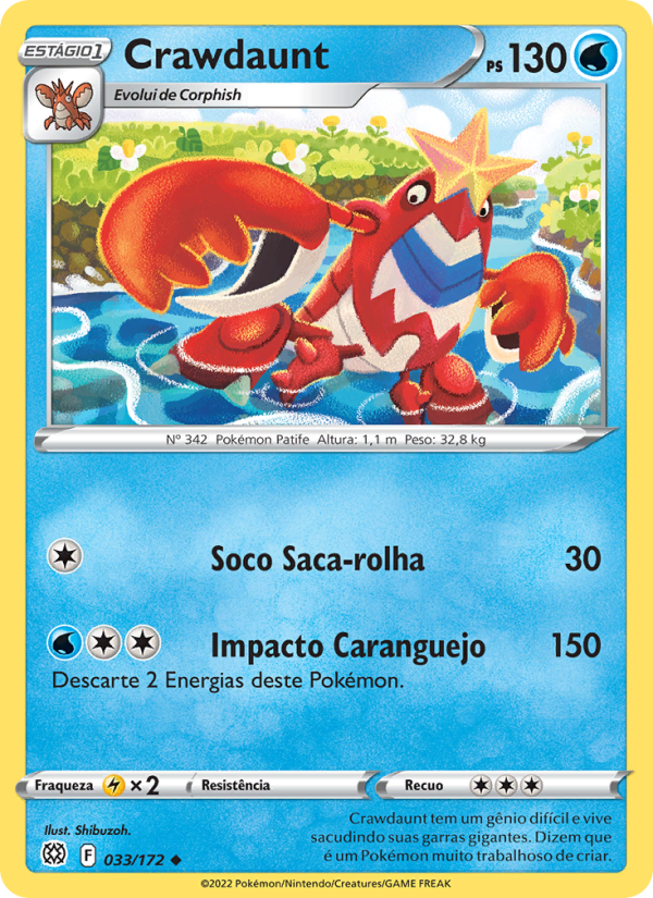 Crawdaunt 033 — Astros Cintilantes (Portuguese Pokémon TCG card)